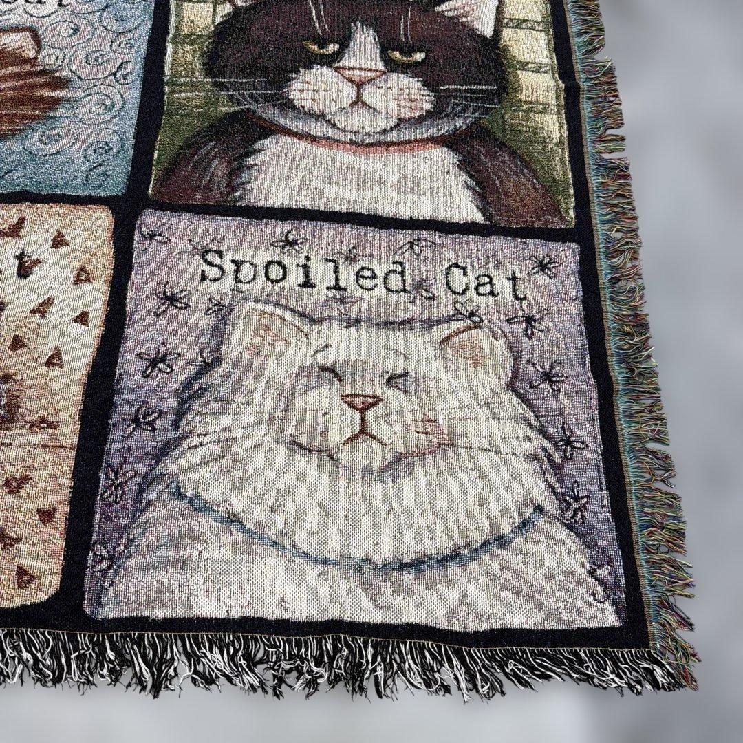 猫　マルチカバー　ソファカバー　ヴィンテージラグブランケット　153x122