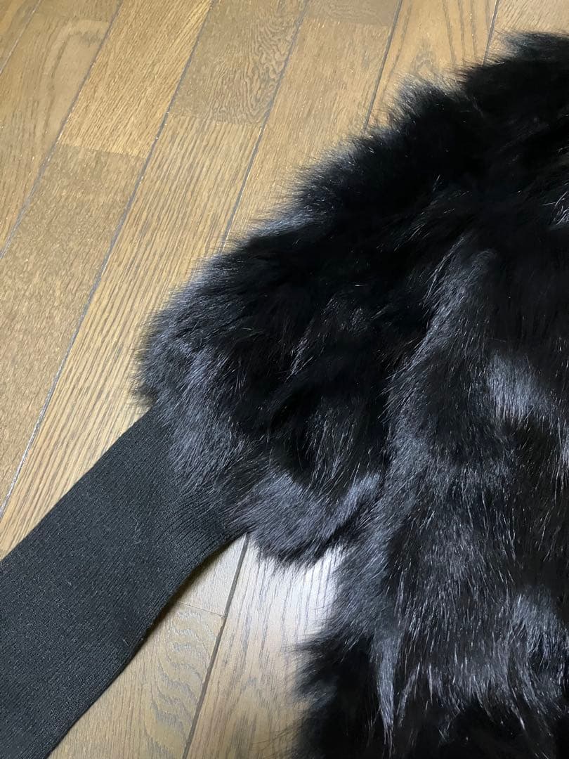 ★OZOC★フォックスファージャケット・袖リブニット（黒・38）