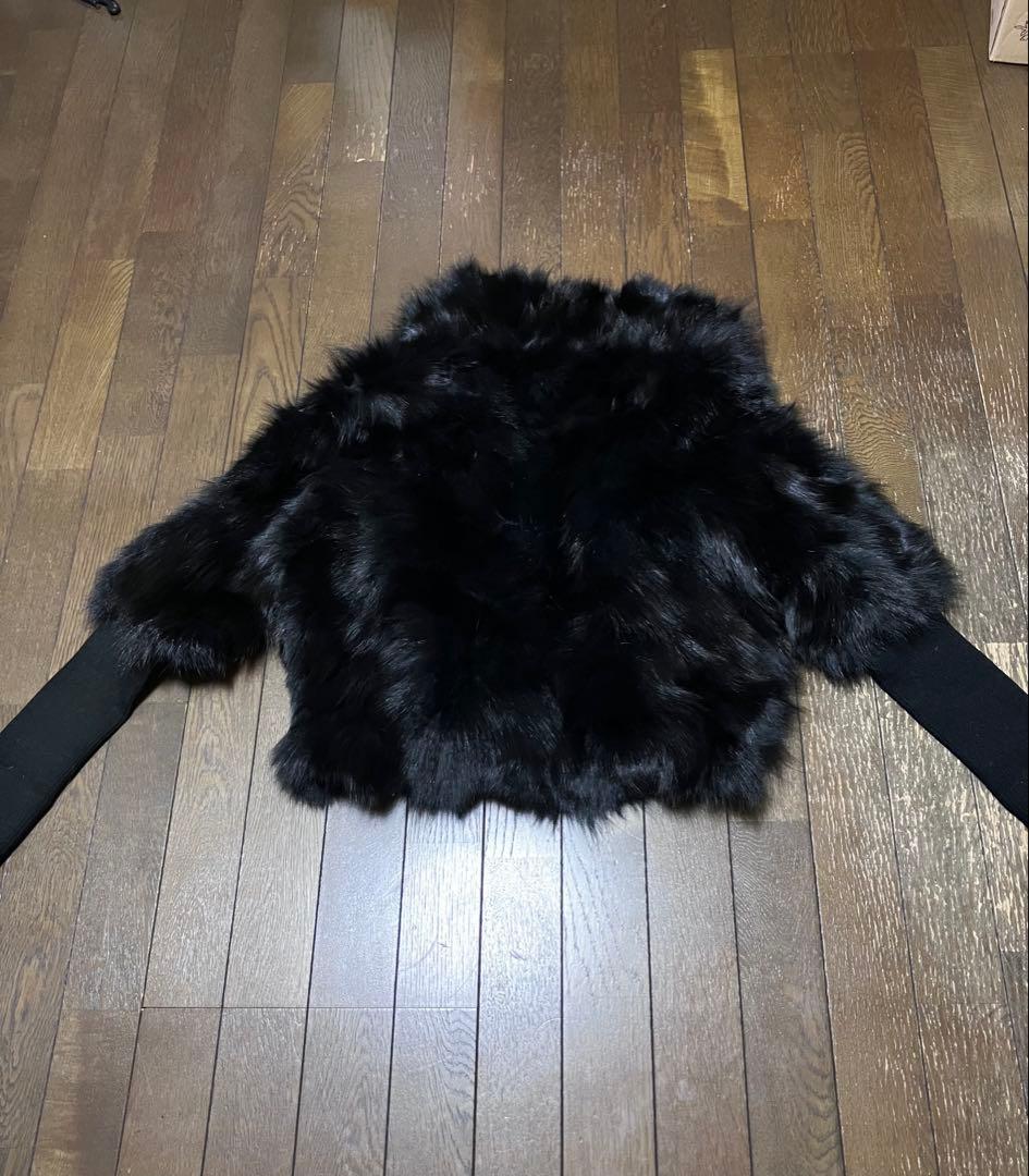 ★OZOC★フォックスファージャケット・袖リブニット（黒・38）