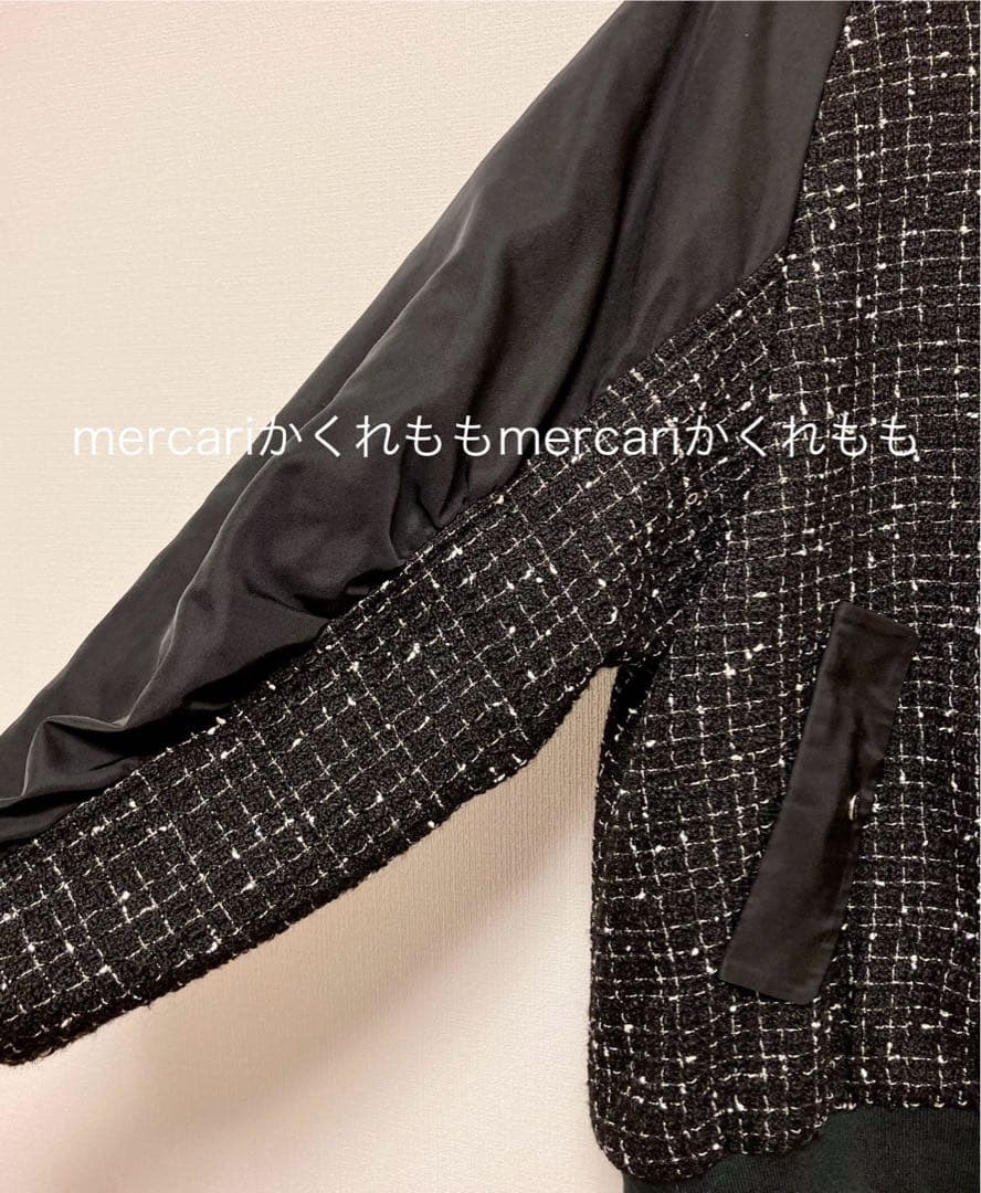 新品★レルビエLHELBIE MA-1スリーブ ツイードブルゾン黒★エイミーロウ