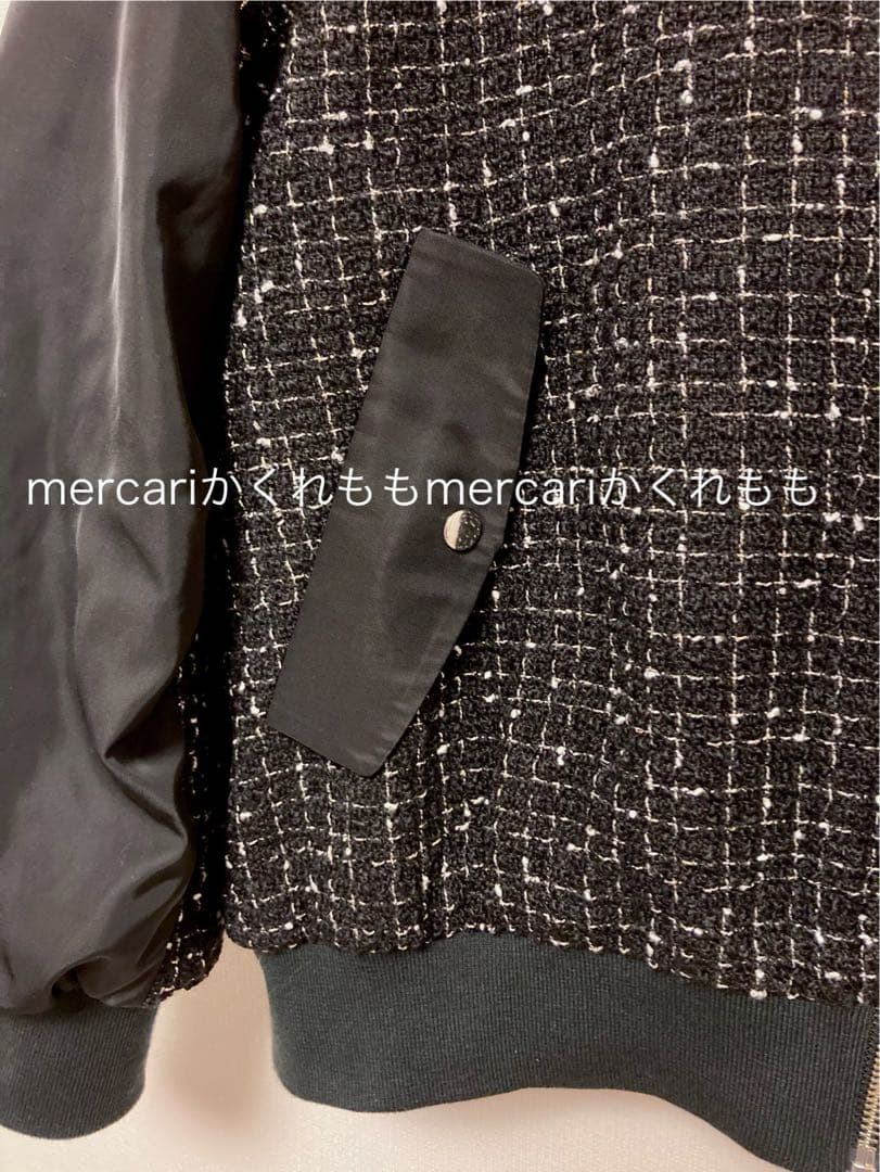 新品★レルビエLHELBIE MA-1スリーブ ツイードブルゾン黒★エイミーロウ