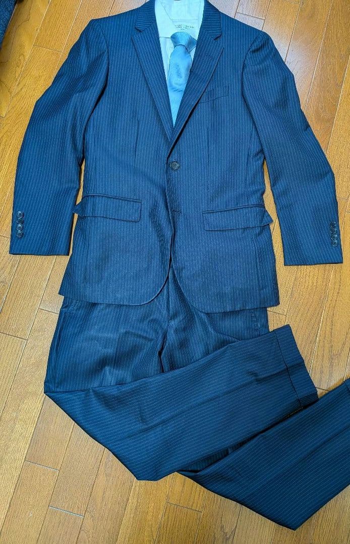 ブルックスブラザーズ　カノニコ社生地　 ネイビーストライプスーツ　サイズ44程度