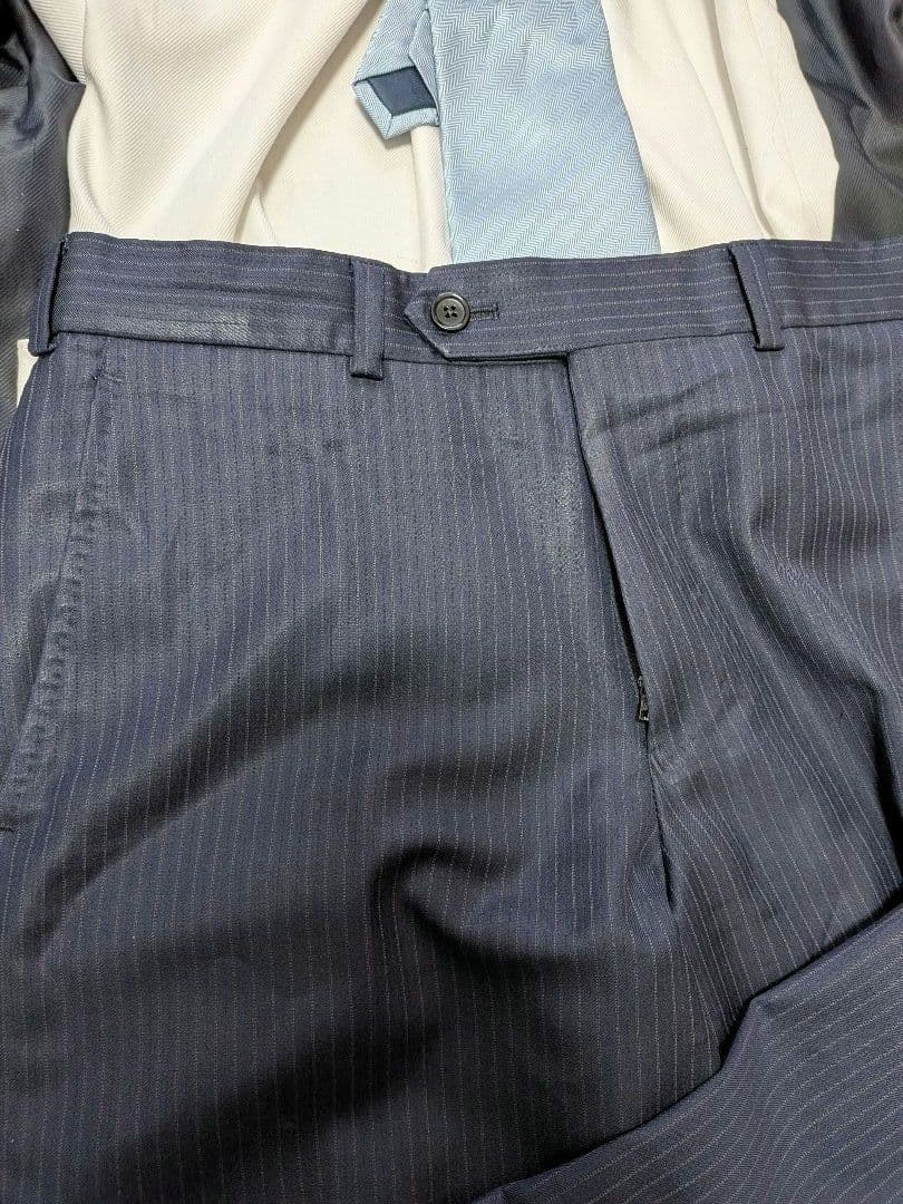 ブルックスブラザーズ　カノニコ社生地　 ネイビーストライプスーツ　サイズ44程度