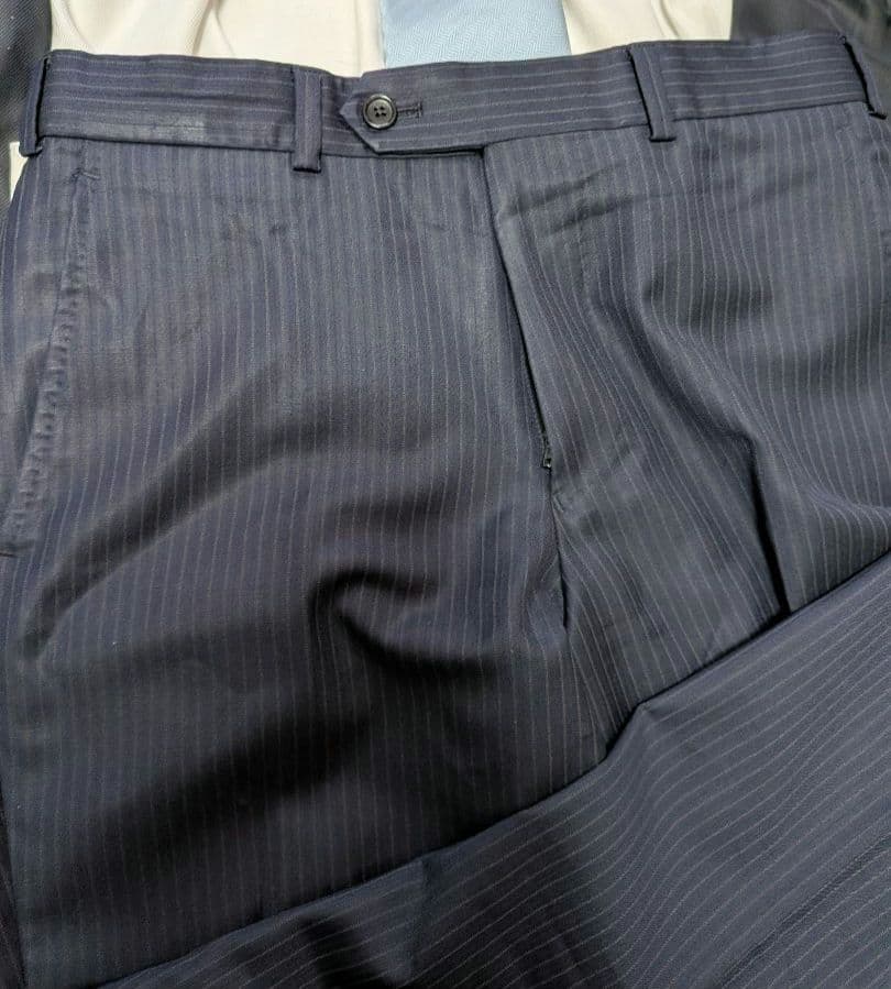 ブルックスブラザーズ　カノニコ社生地　 ネイビーストライプスーツ　サイズ44程度