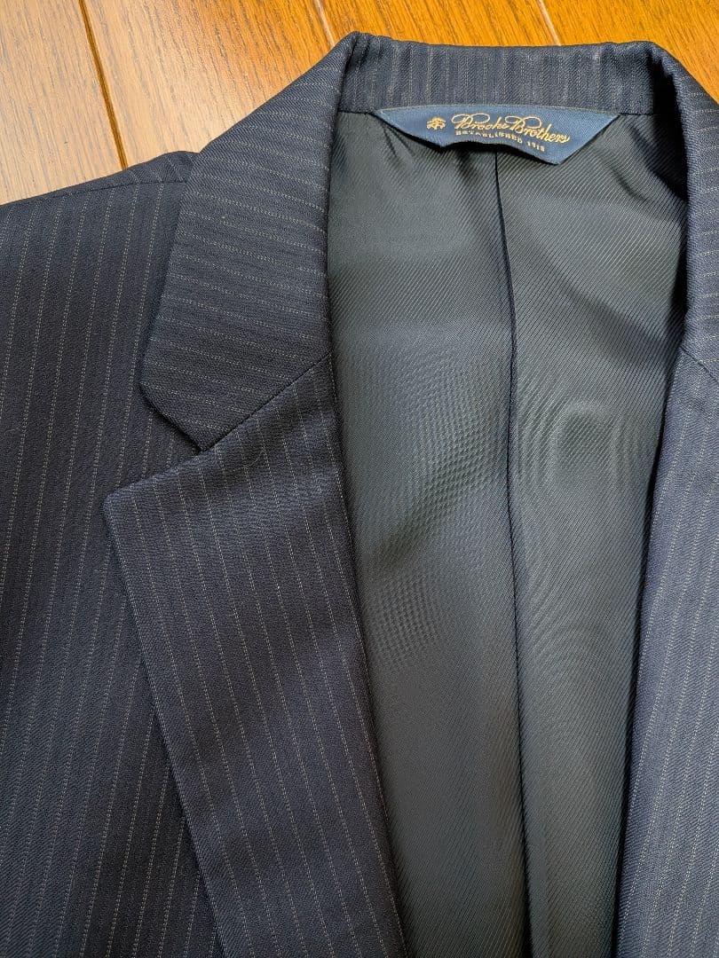 ブルックスブラザーズ　カノニコ社生地　 ネイビーストライプスーツ　サイズ44程度