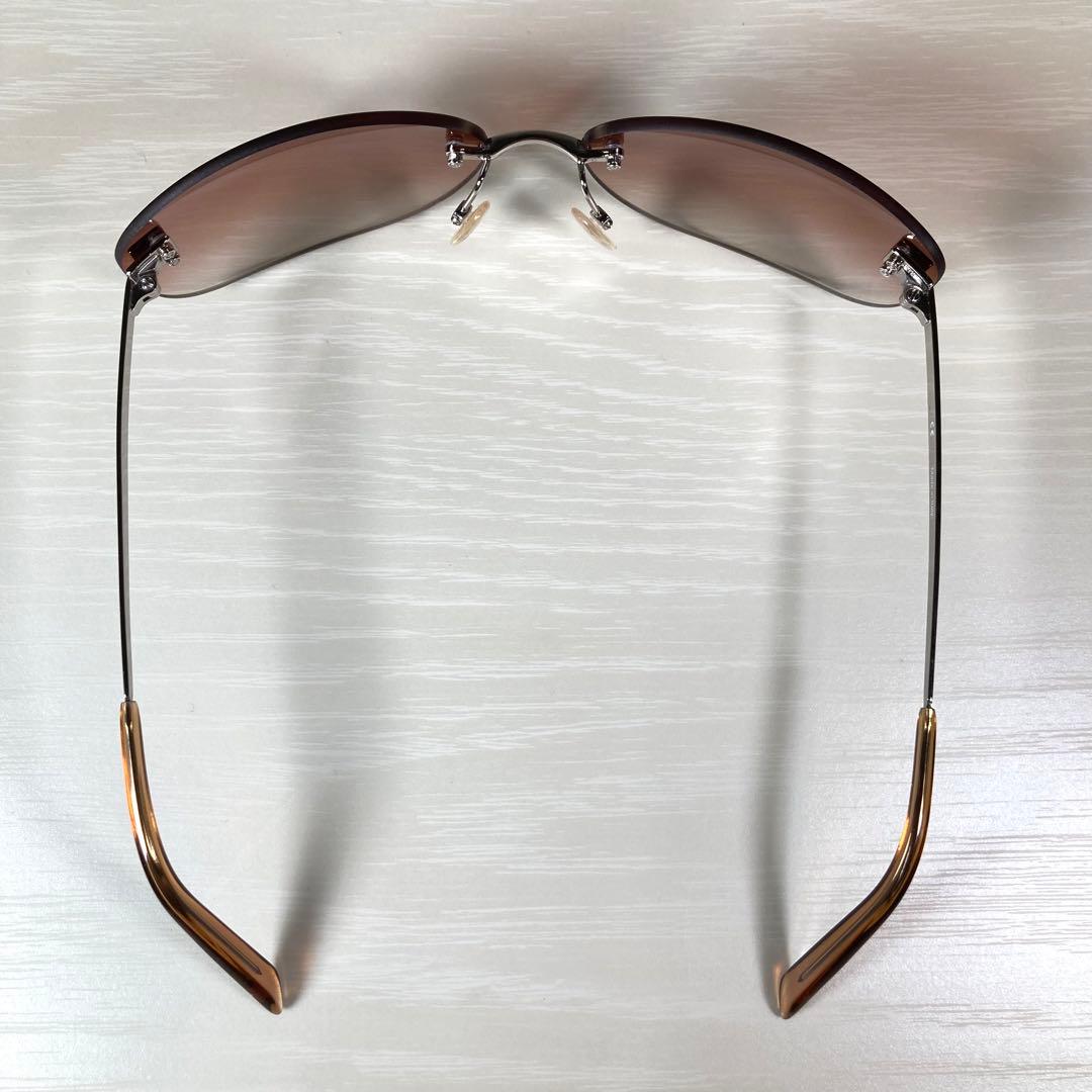 セリーヌ サングラス アイウェア リムレス ラインストーン 度なし ロゴ 茶