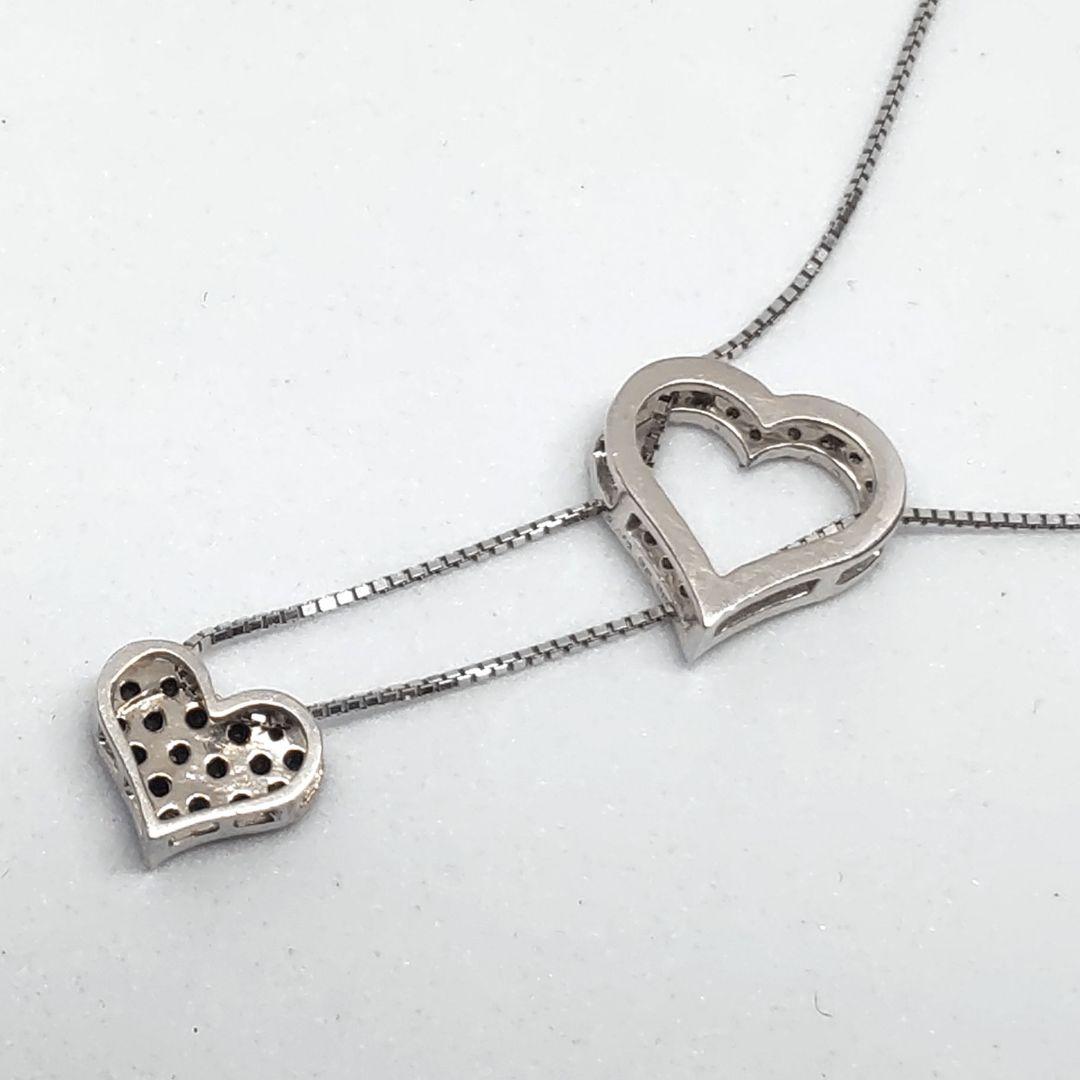 K18WG ハート型ダイヤモンドペンダント ネックレス