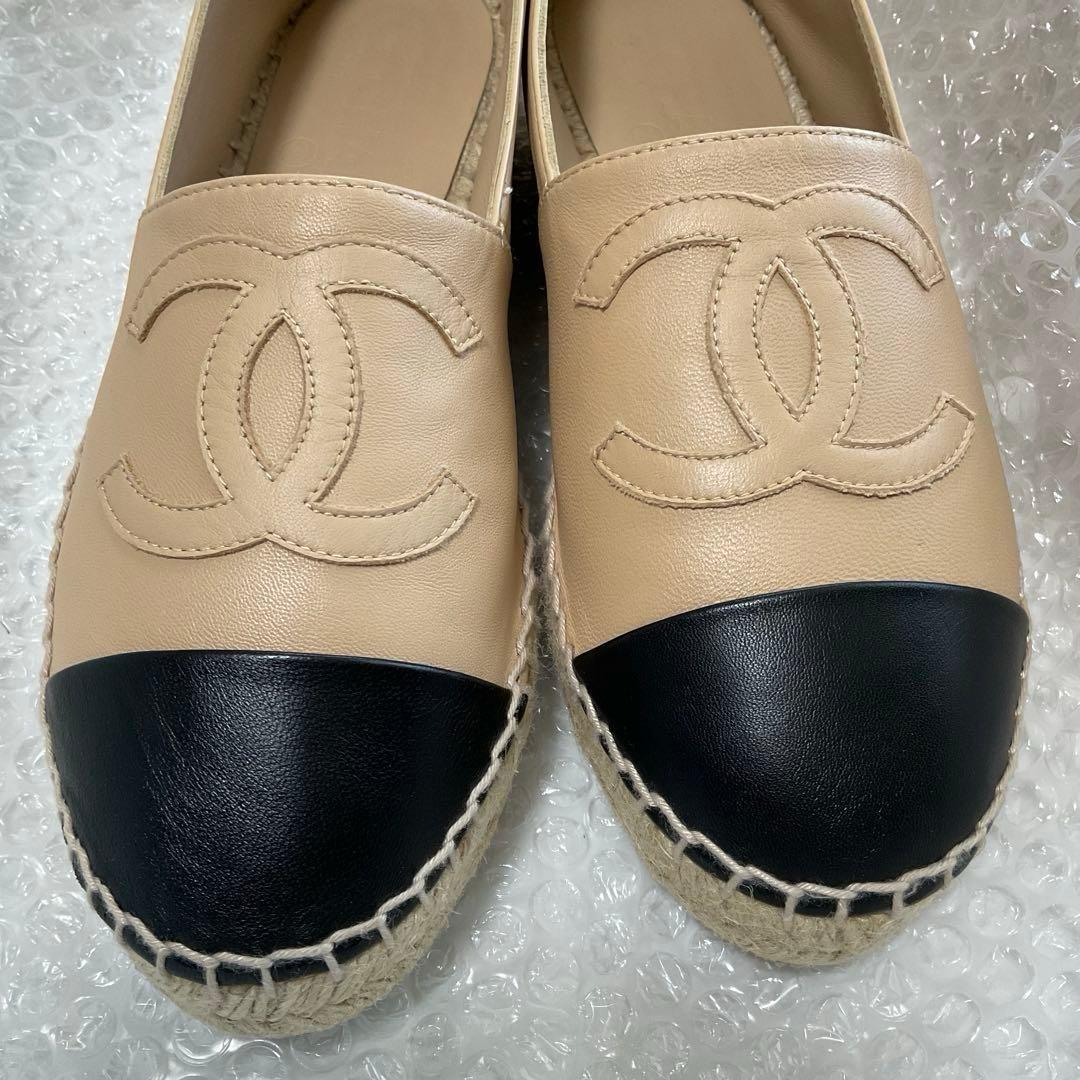美品 シャネル エスパドリーユ ラムスキン 38