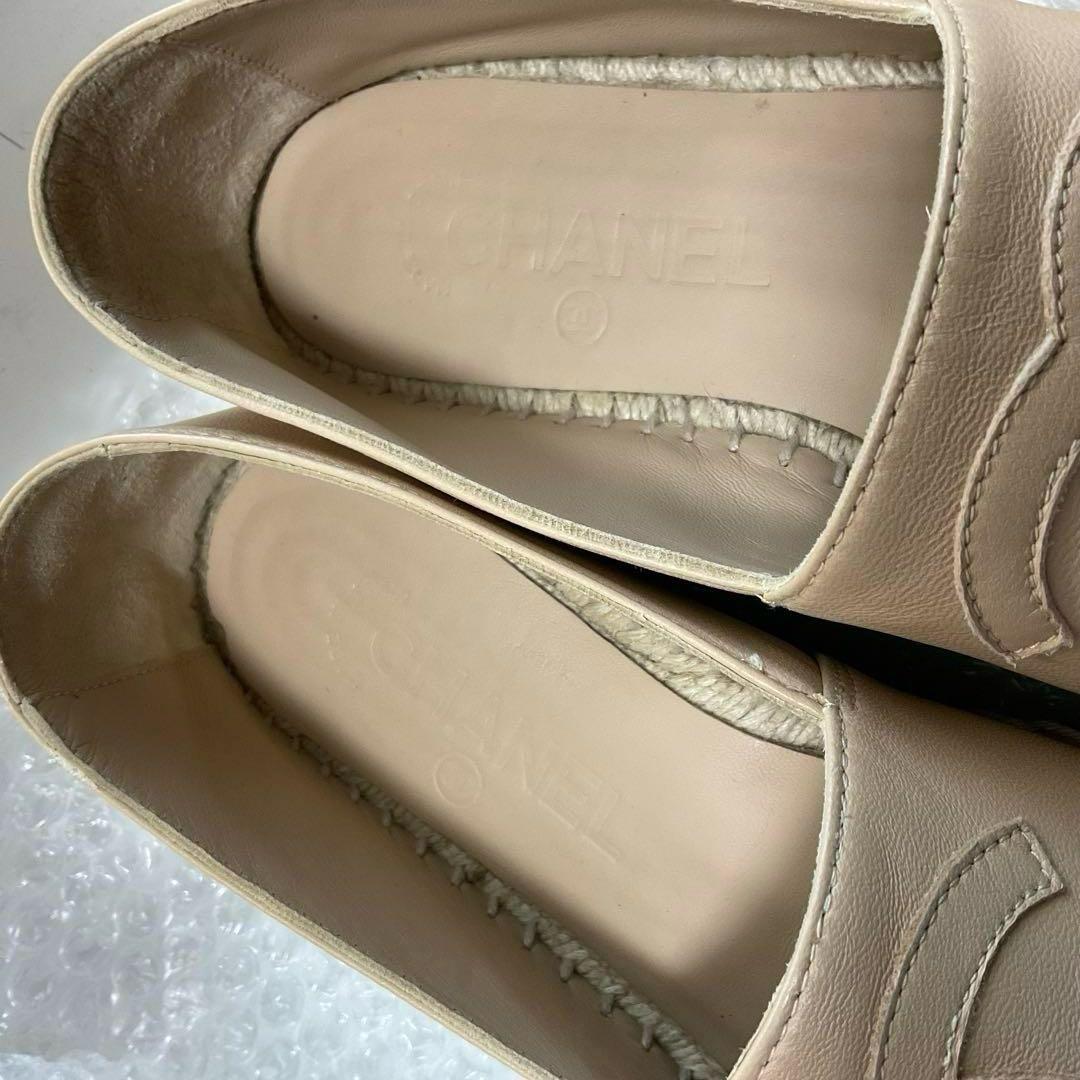 美品 シャネル エスパドリーユ ラムスキン 38