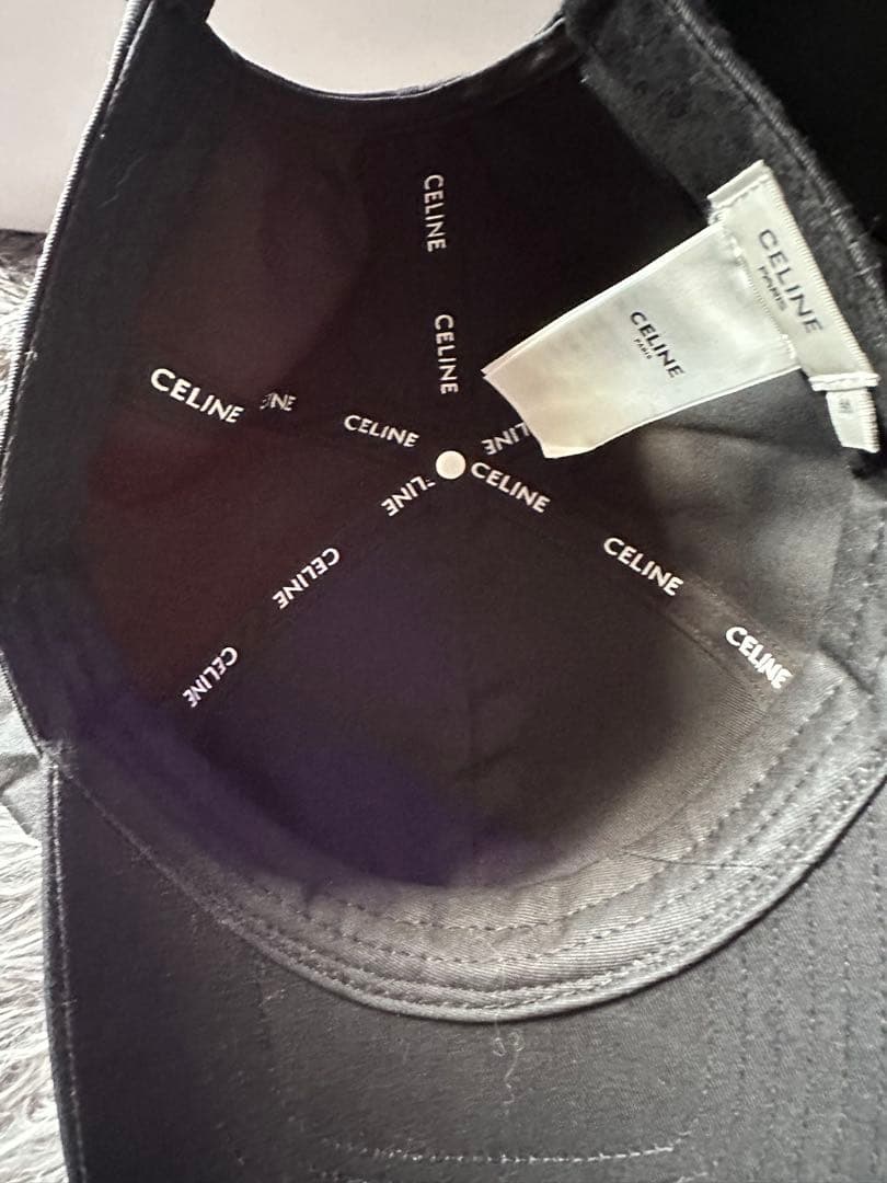美品 CELINE ブラック ロゴ キャップ M
