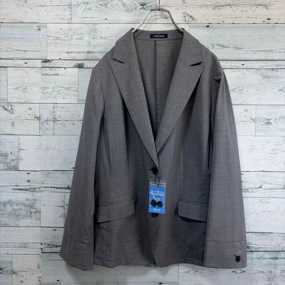 ☆大きいサイズ・25号☆ニューヨーカー　ウォッシャブルテーラードジャケット　毛混