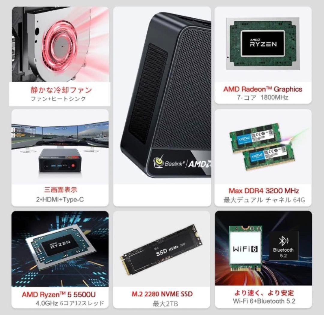 ミニPC Beelink Ser5 Mini Pc Ryzen 5 5500U