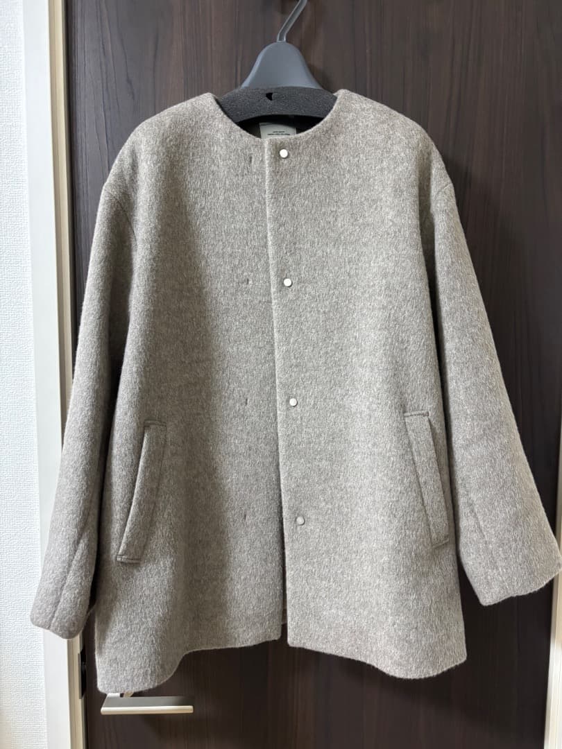 【新品同様】アンゴラビーバー ノーカラー ミドル コート