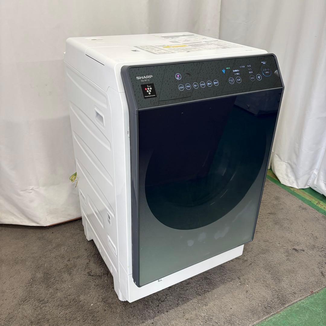 77⭕️設置無料　ドラム式洗濯機　SHARP　11キロ　安い　左開　中古　綺麗