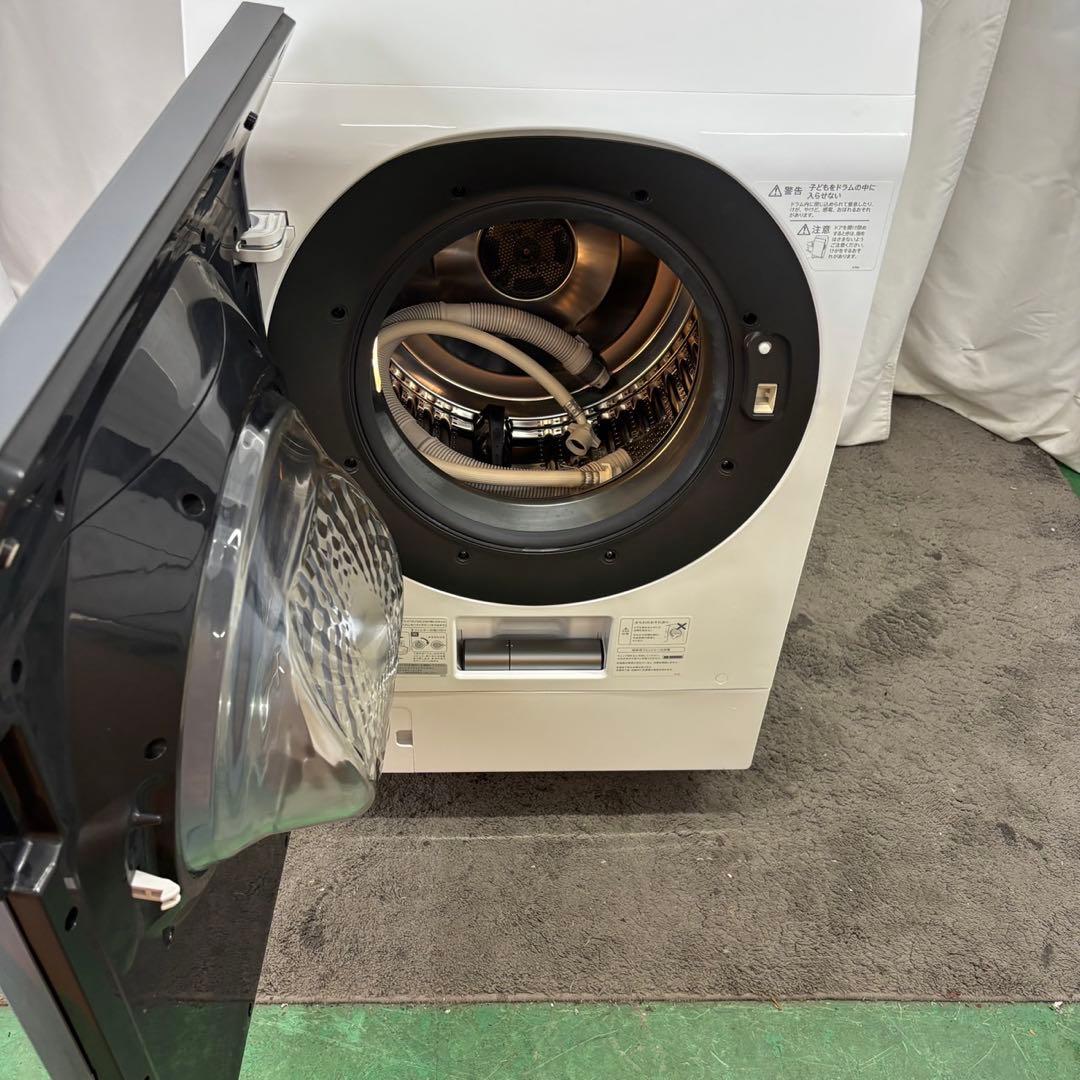 77⭕️設置無料　ドラム式洗濯機　SHARP　11キロ　安い　左開　中古　綺麗