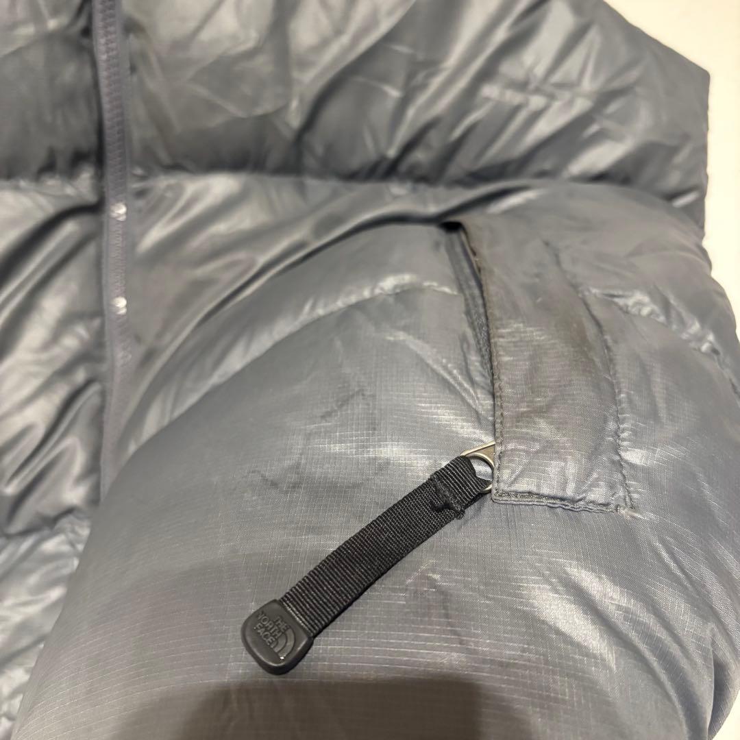 ノースフェイス ダウンベスト ヌプシ メンズ M グレー 刺繍ロゴ 700フィル