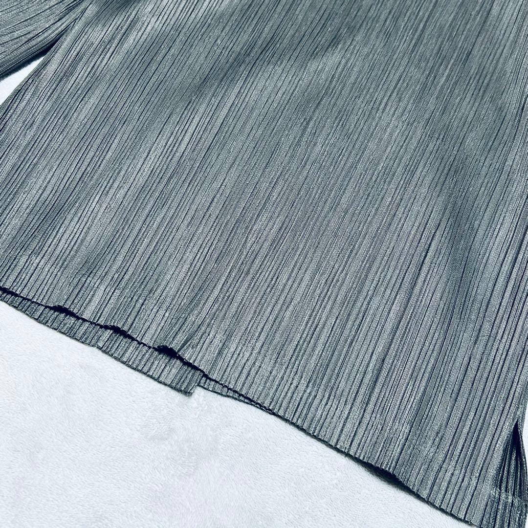 美品✨ プリーツプリーズ ジャケット L位 ポケット やや厚手サイズ3 グレー系