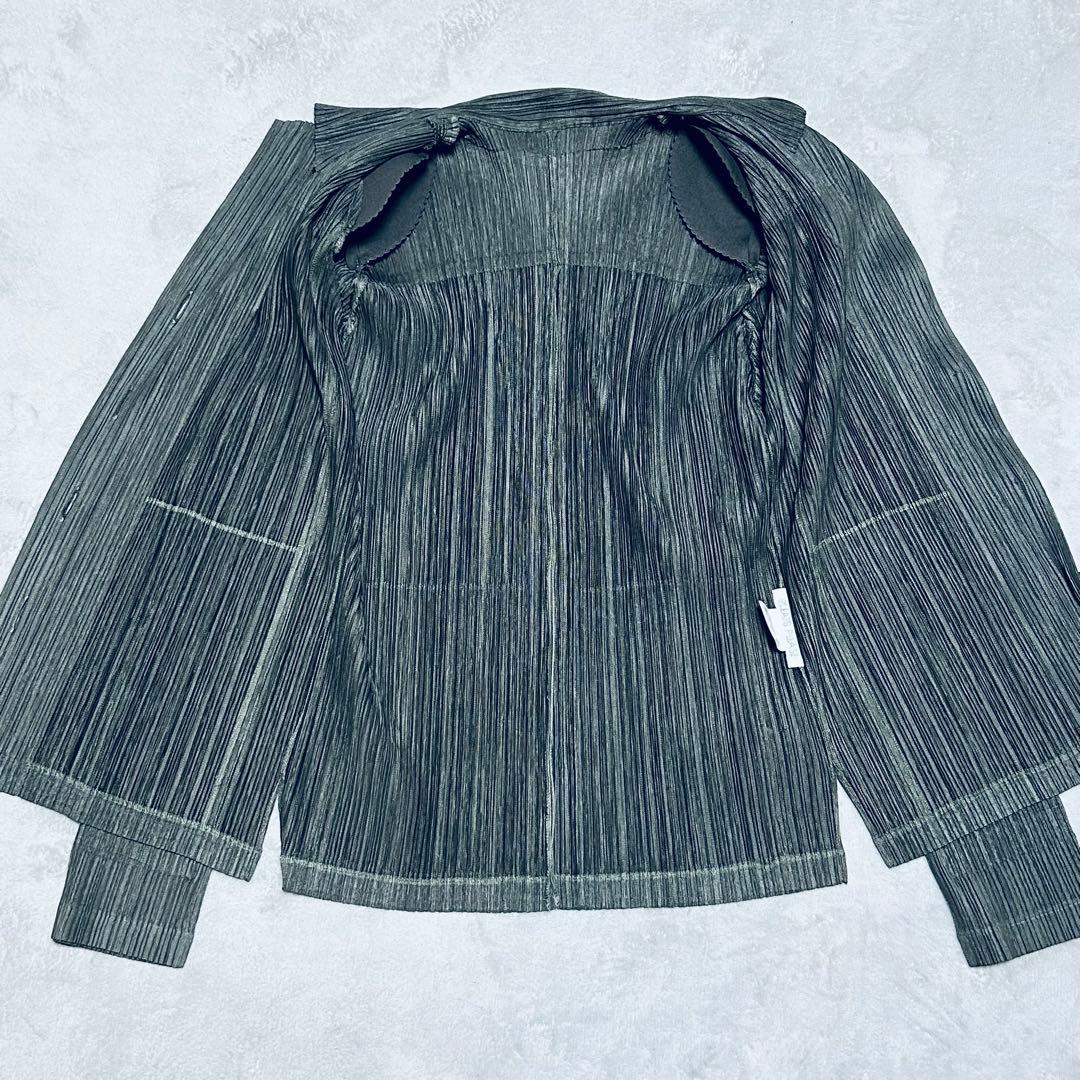 美品✨ プリーツプリーズ ジャケット L位 ポケット やや厚手サイズ3 グレー系