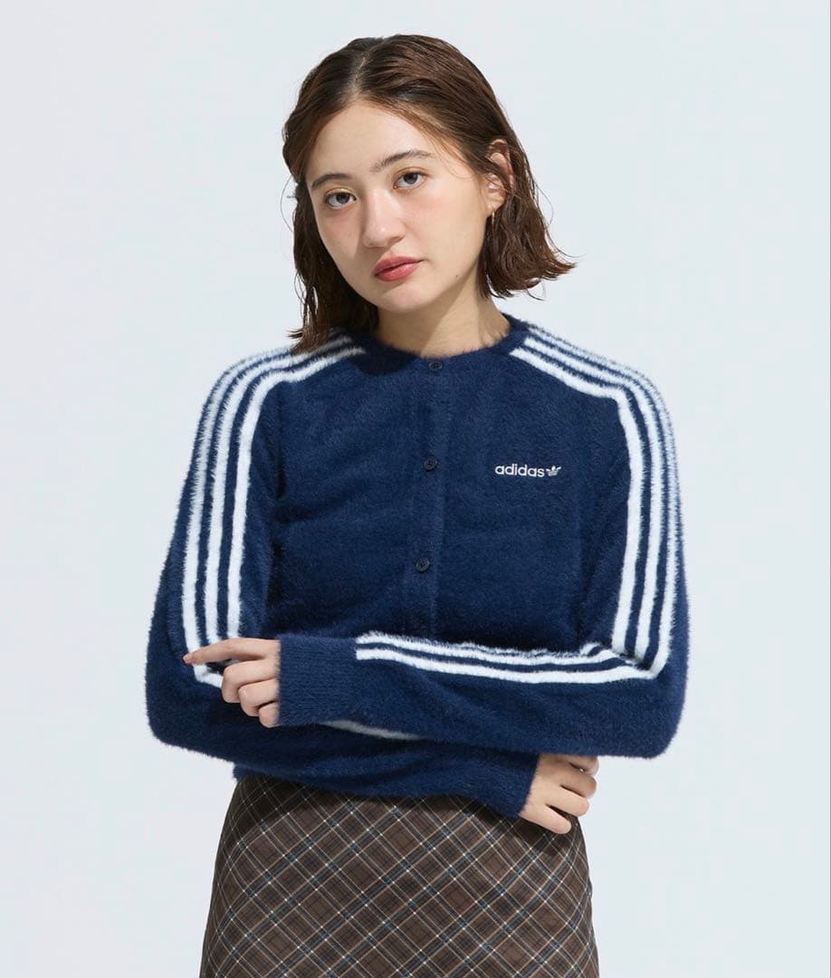 adidas フラッフィーニットカーディガン ネイビー XSサイズ りなてぃ