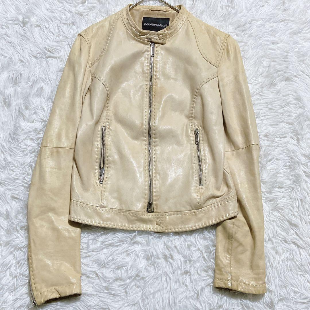 エンポリオアルマーニ　シングルライダースジャケット　ダブルジップ　ロゴジップ