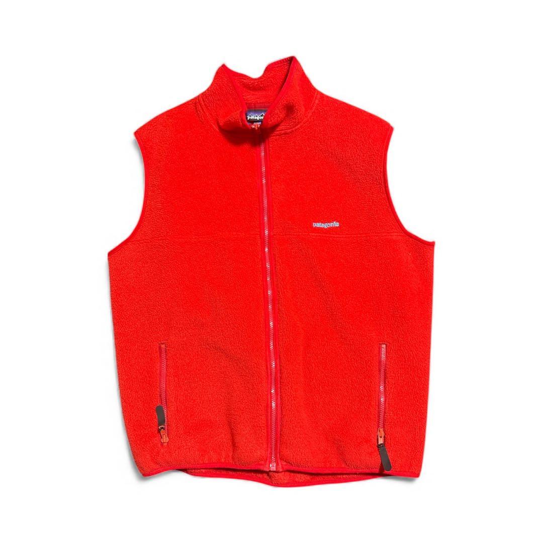 patagonia USA製　フリースベスト　シンチラ　赤　アメリカ製　古着