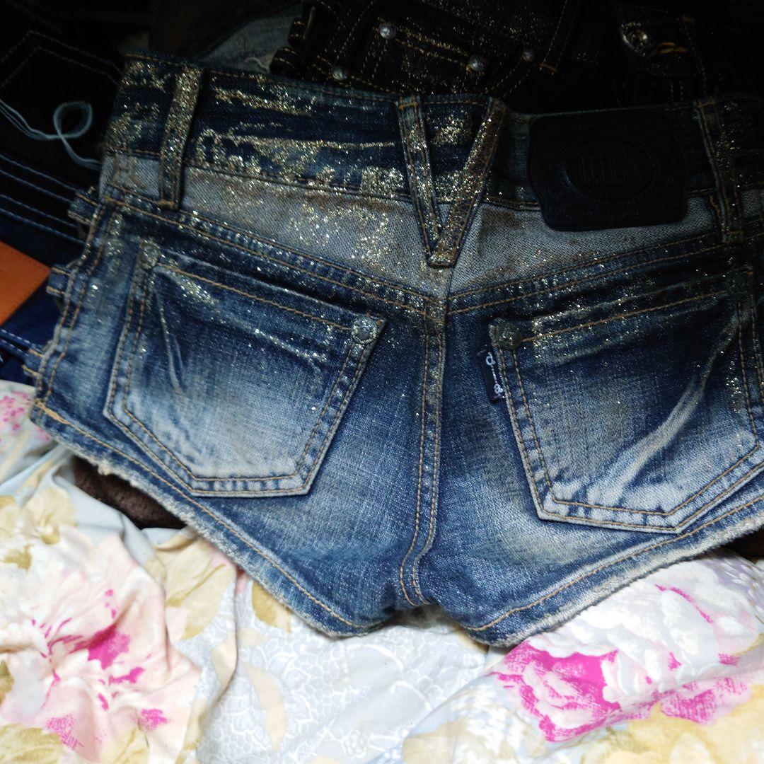 デニムショートパンツ ラメ入り ダメージ加工２３インチ　あさん専用