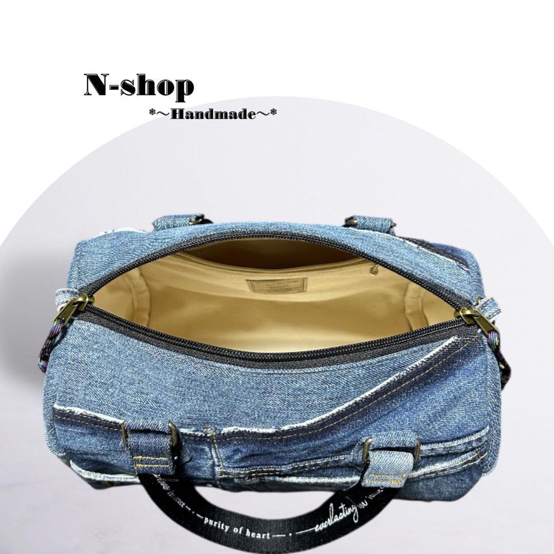 ☆デニムリメイク☆ボストンバッグ(レギュラーサイズ)❥ハンドメイド❥