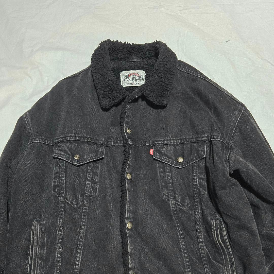 こ*ー様 リーバイス　levis ブラック　ボア　デニムジャケット 黒×黒　90