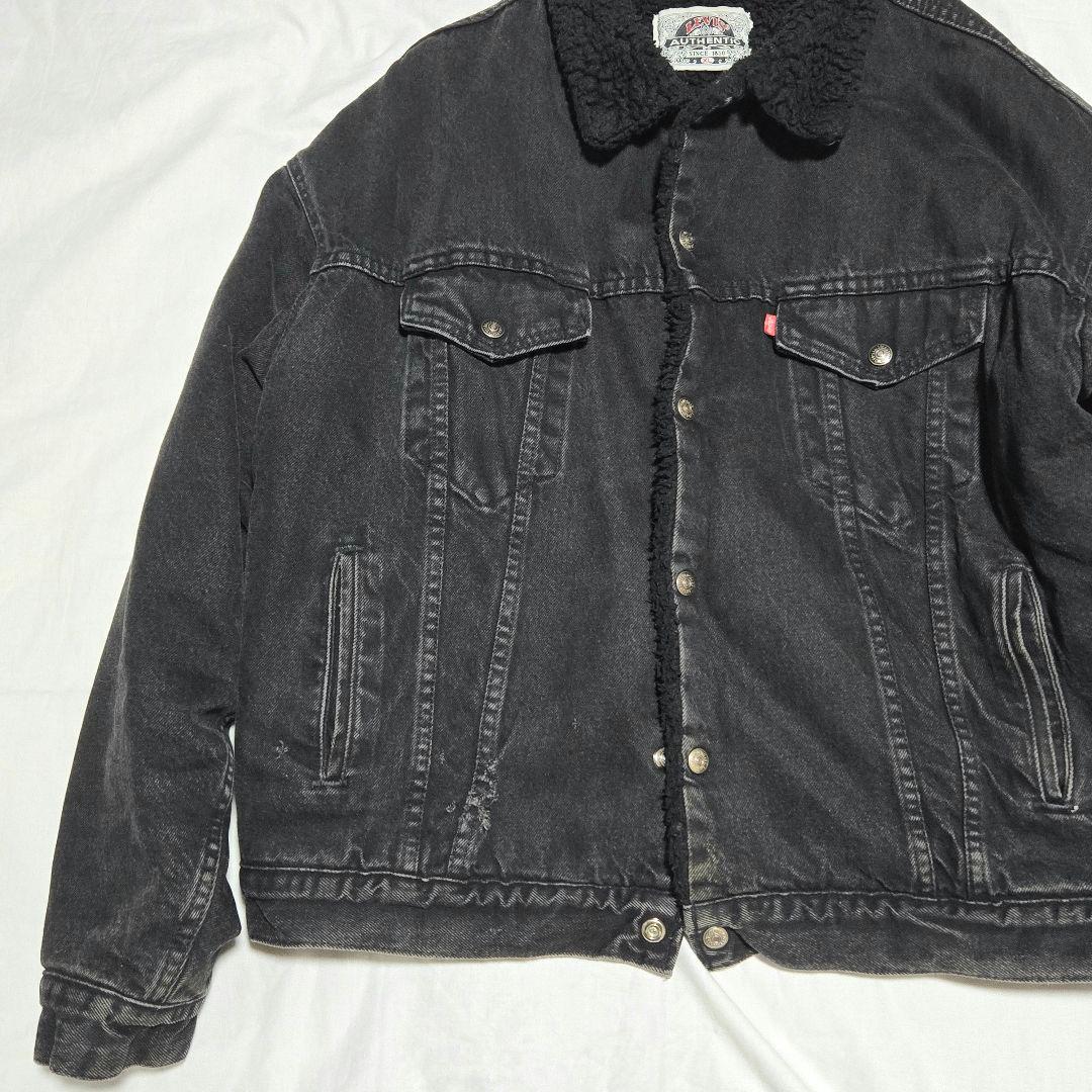 こ*ー様 リーバイス　levis ブラック　ボア　デニムジャケット 黒×黒　90