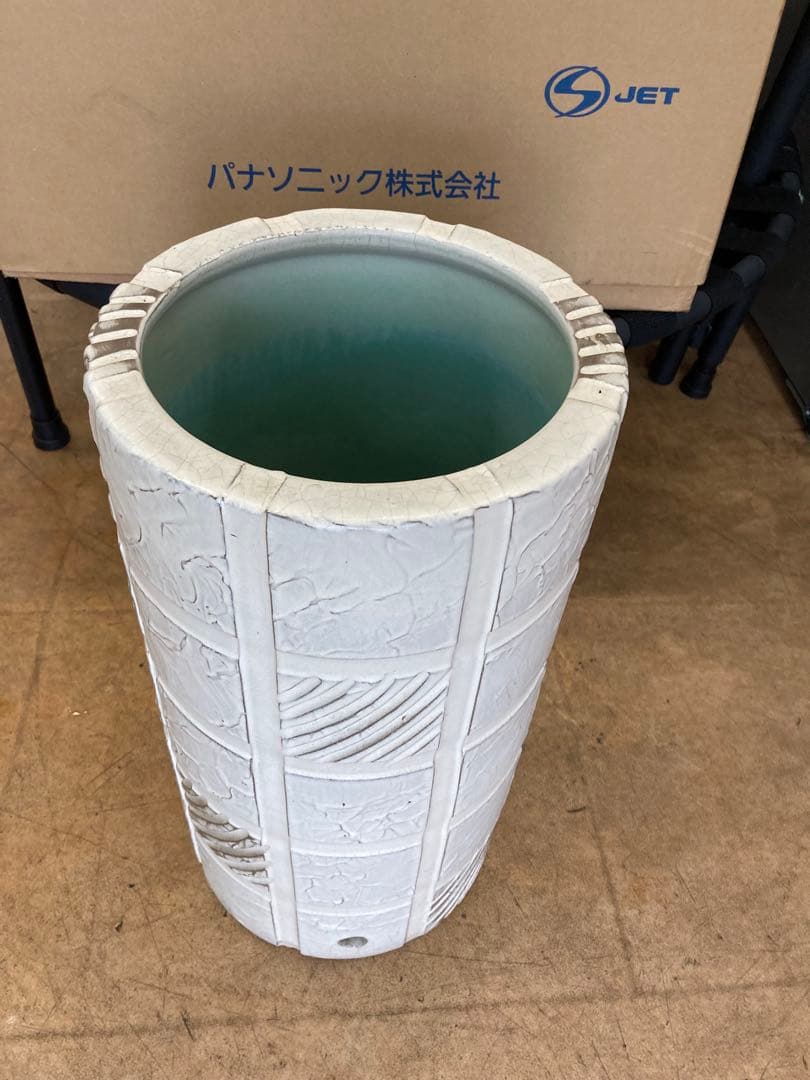 傘立て 陶器 信楽焼 格子模様傘立て kt-0340