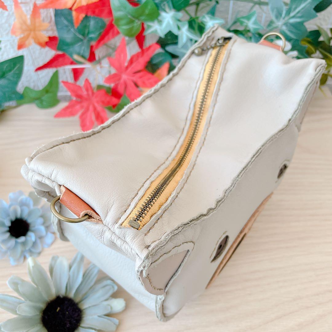 豚さんのポーチ 本革　手縫い　小物入れ