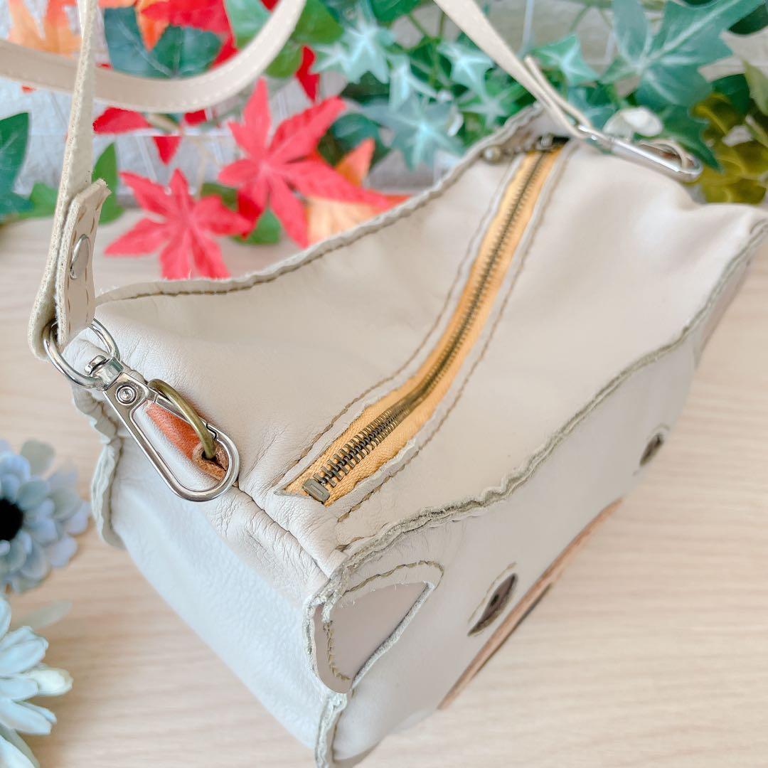 豚さんのポーチ 本革　手縫い　小物入れ