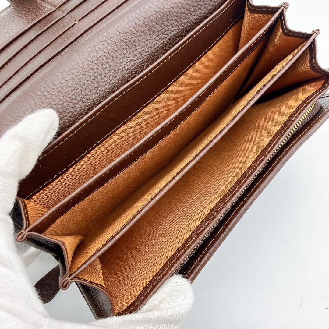 極美品【CI-VA】長財布　ロゴ型押し　レザー　ダークブラウン