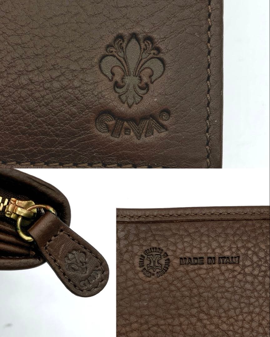 極美品【CI-VA】長財布　ロゴ型押し　レザー　ダークブラウン