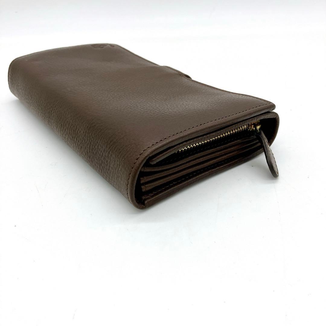 極美品【CI-VA】長財布　ロゴ型押し　レザー　ダークブラウン