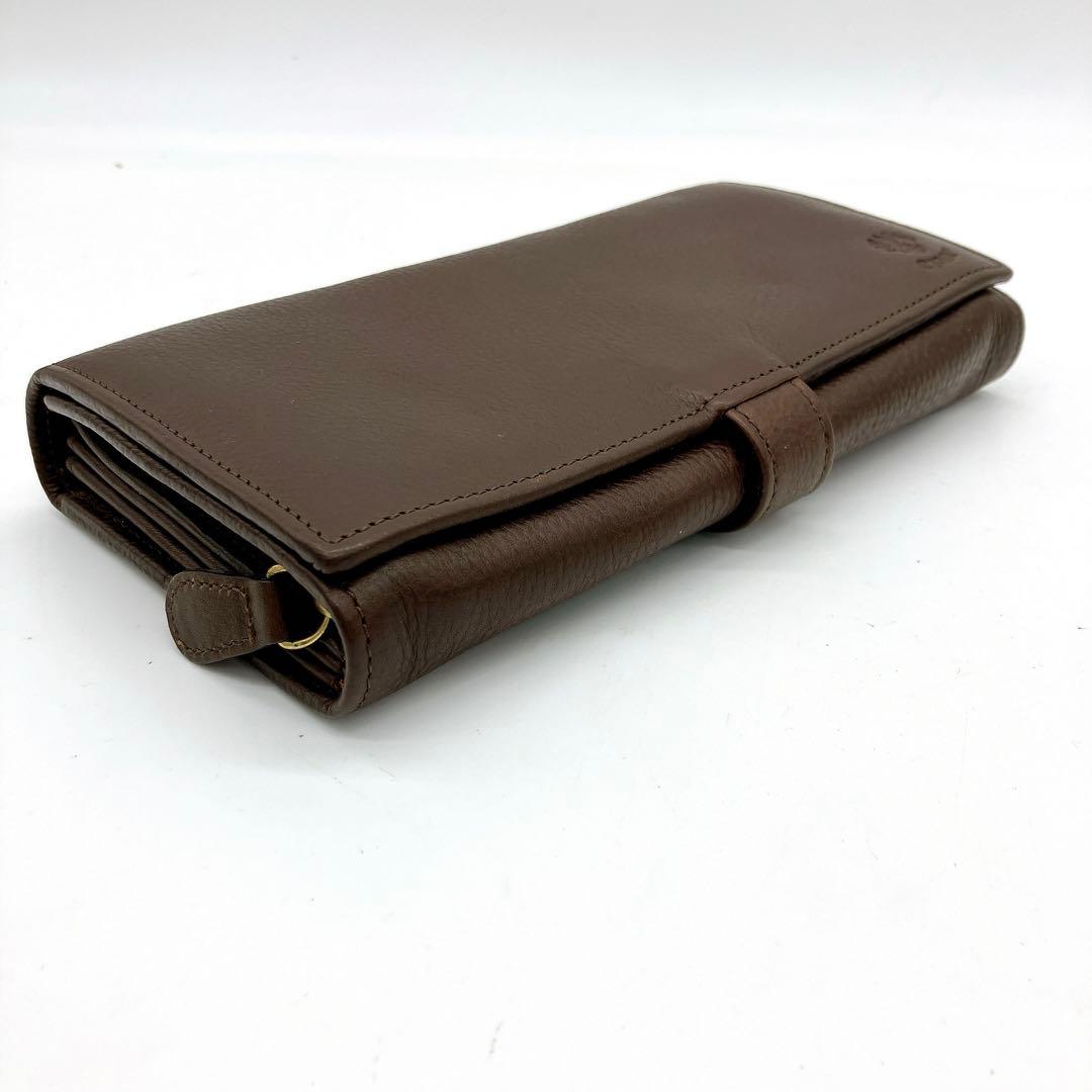 極美品【CI-VA】長財布　ロゴ型押し　レザー　ダークブラウン