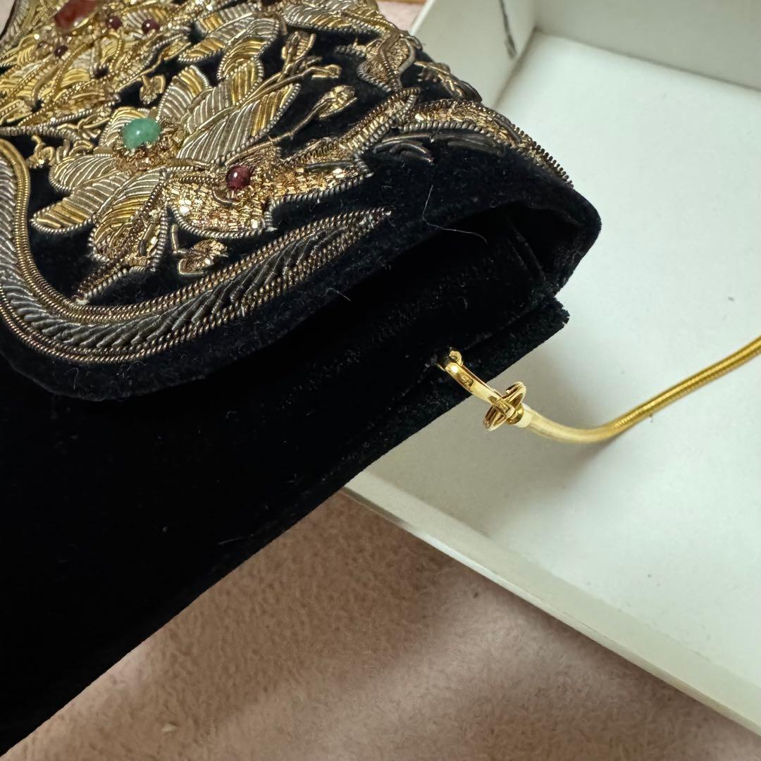 【美品】皇室御用達 Lumyはしもと ビーズバッグ パーティー 刺繍 天然石