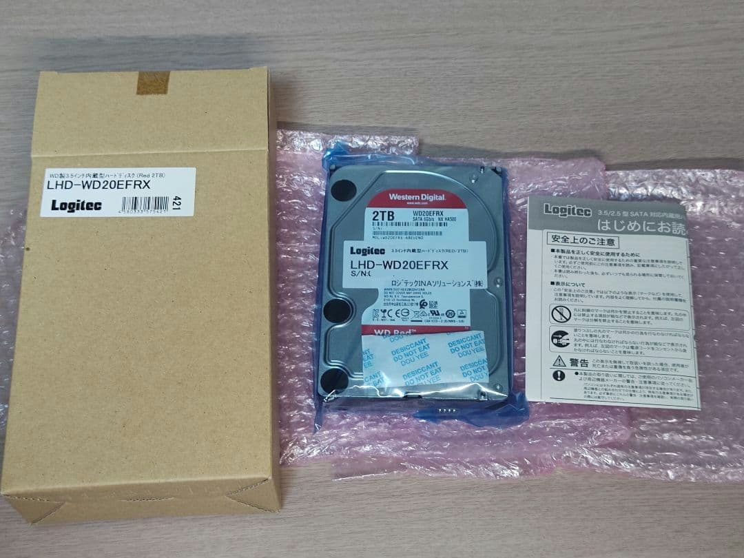 新品 Logitec LHD-WD20EFRX 2TB HDD 2台（計4TB）
