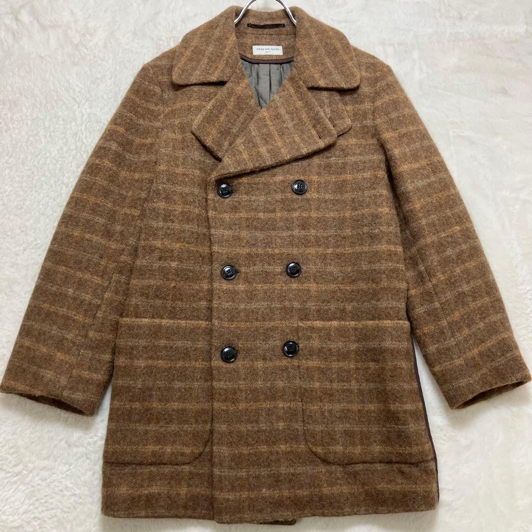美品✨ドリスヴァンノッテン ウール チェック ピーコート 裏地キルティング中綿