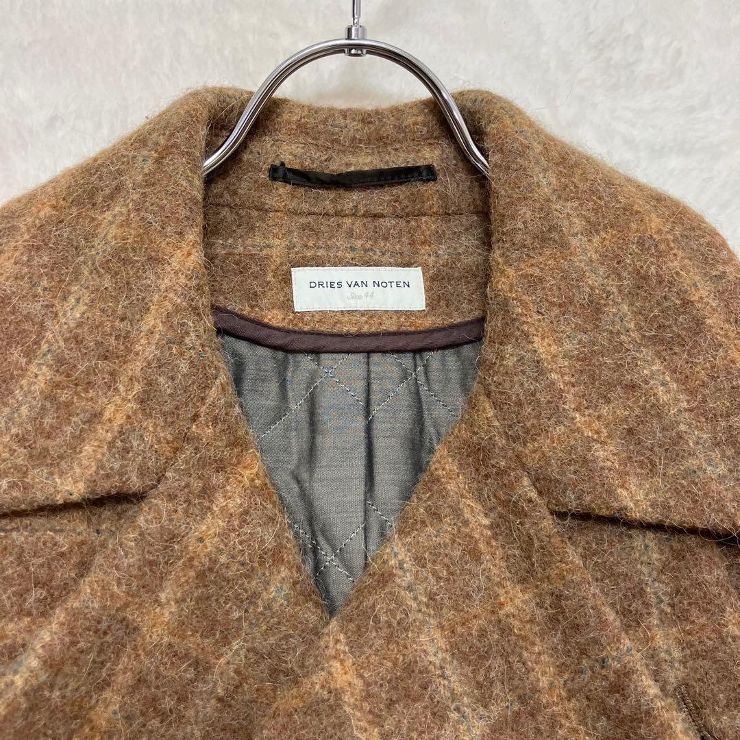 美品✨ドリスヴァンノッテン ウール チェック ピーコート 裏地キルティング中綿