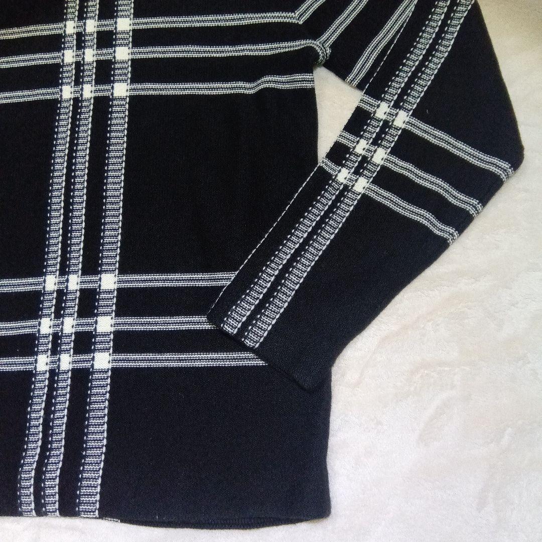 ほぼ新品　Fred Perry フレッドペリー　チェック　 ニット 黒　　L