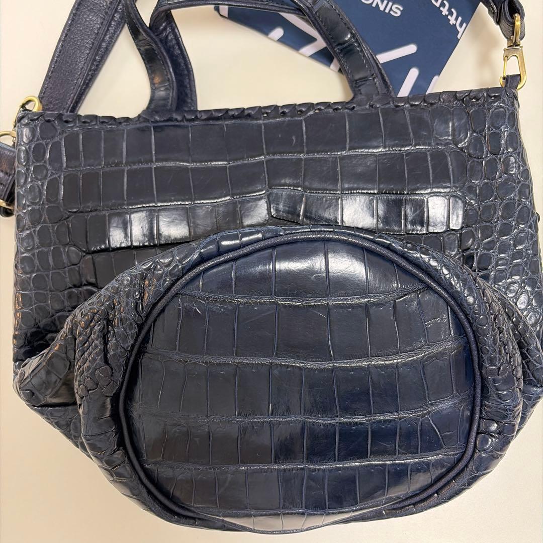 Ibiza ネイビー クロコダイル ハンド、ショルダー 2way 未使用品！