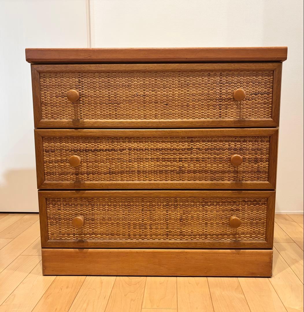 ラタン　３段チェスト