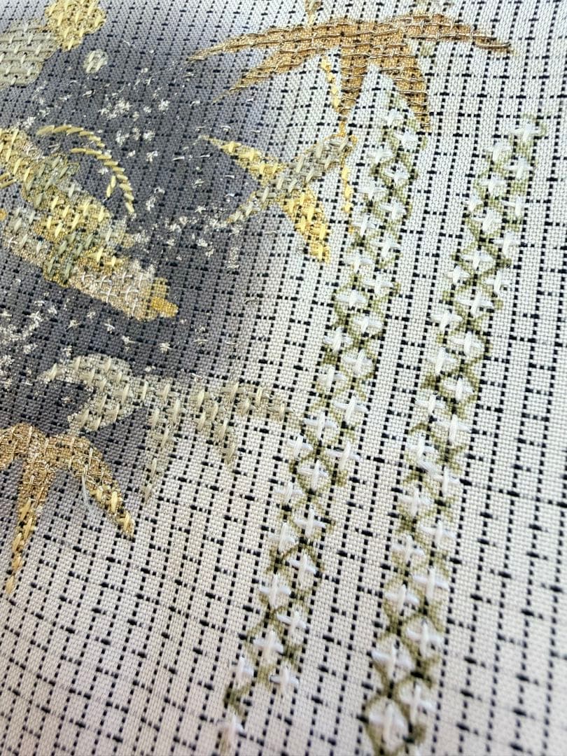 未使用 高級 訪問着 正絹 袷 白大島紬 刺繍 ホワイト 暈し染め パールトーン