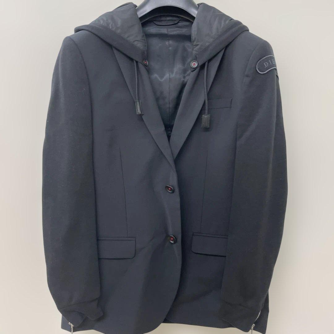 ディーゼル 2way フード付きテーラードジャケット ウール 黒 L