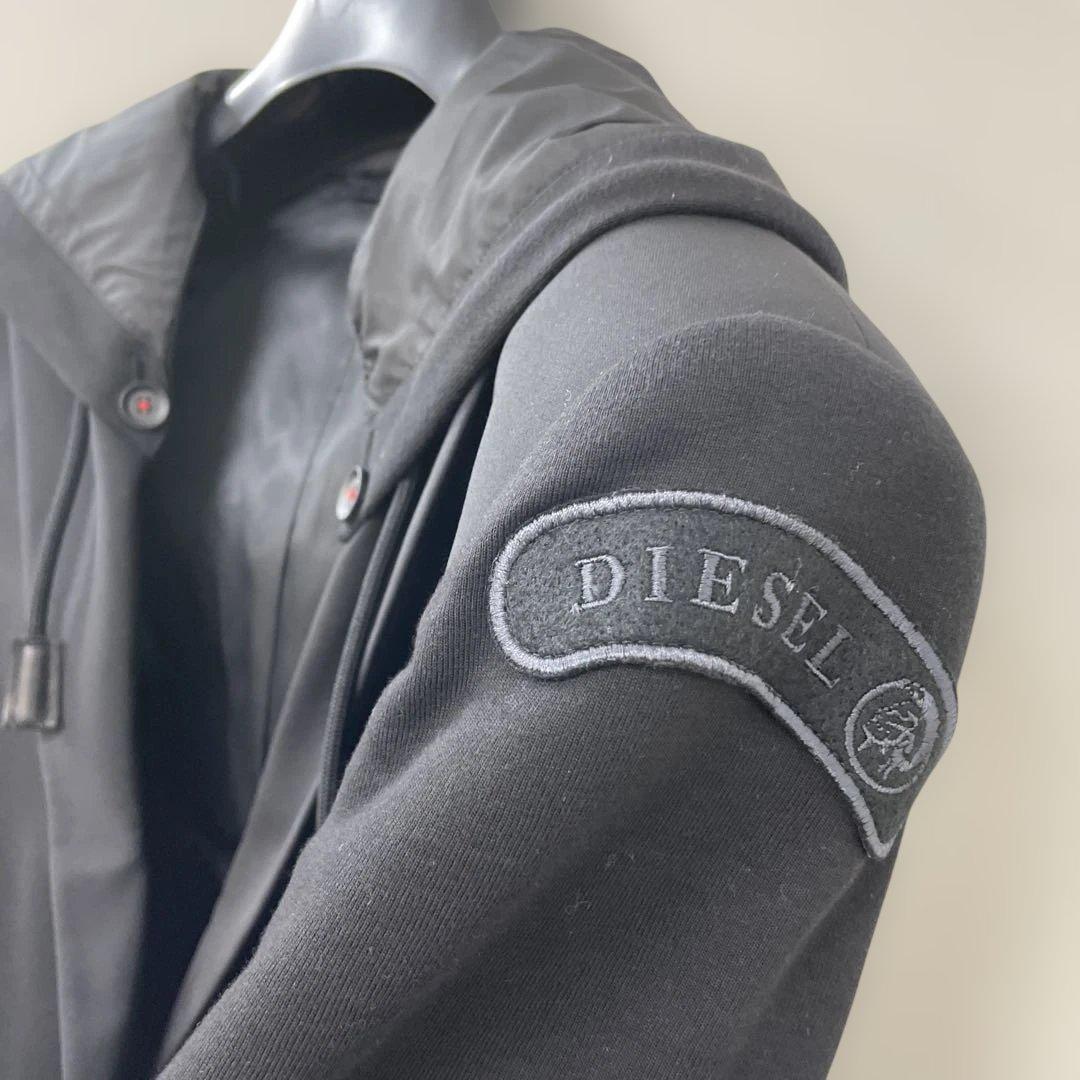 ディーゼル 2way フード付きテーラードジャケット ウール 黒 L