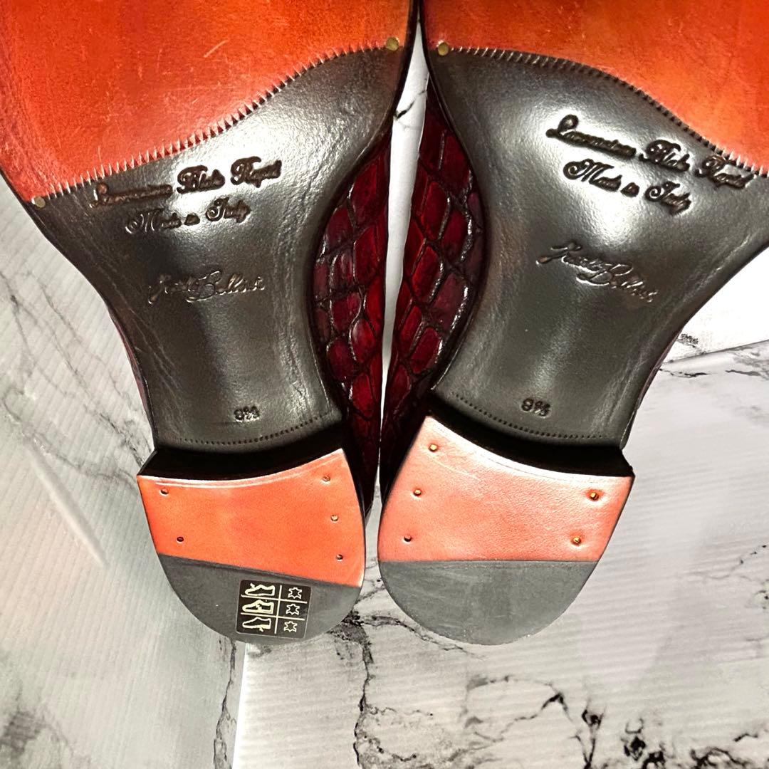 未使用　ボリーニ　レザーシューズ　8 1/2表記　ワニ革　ホールカット　革靴