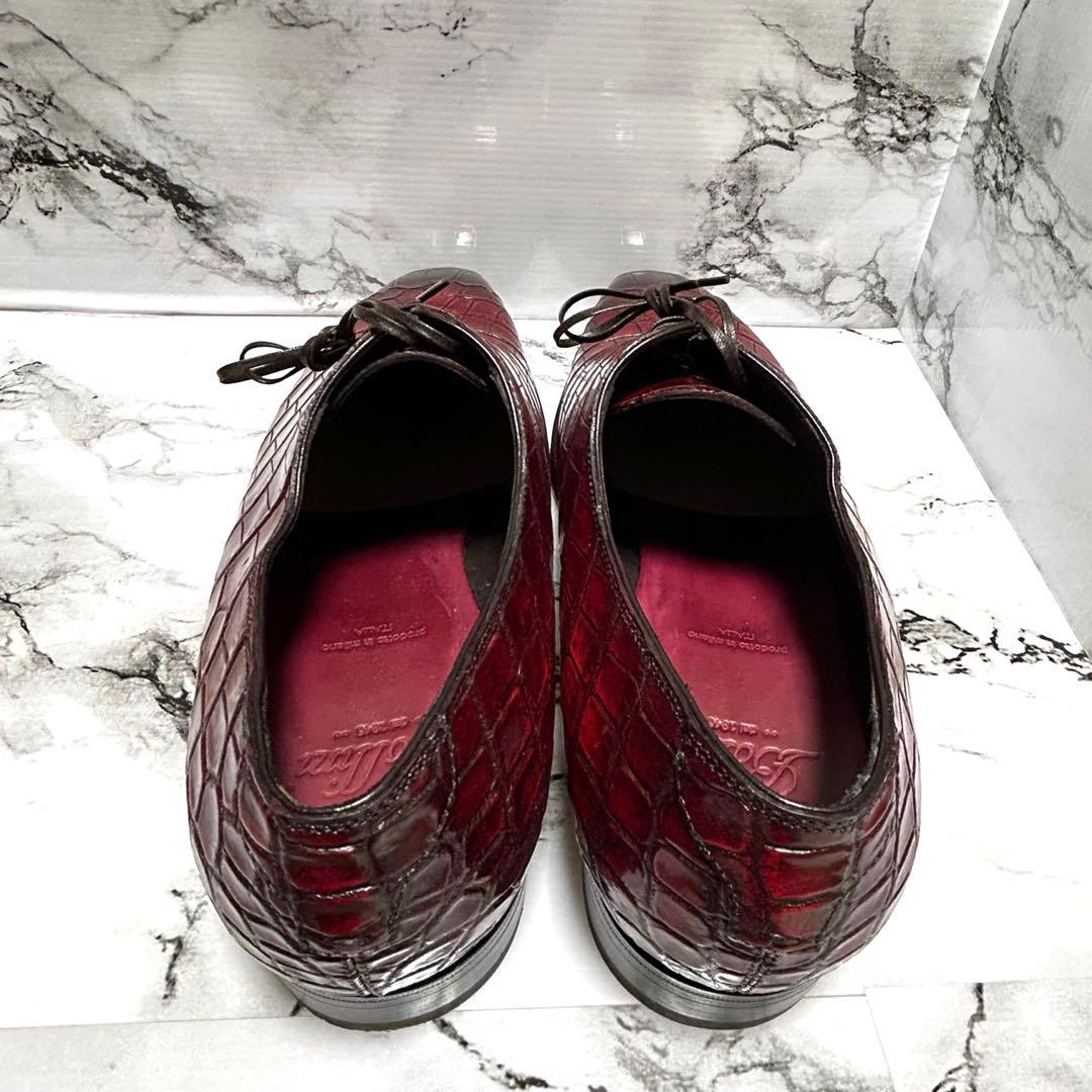 未使用　ボリーニ　レザーシューズ　8 1/2表記　ワニ革　ホールカット　革靴