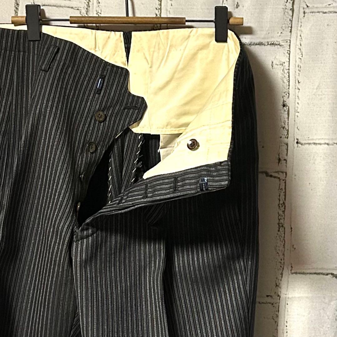 50's ヴィンテージ ストライプ スラックス パンツ チャコール 菅田将暉 L