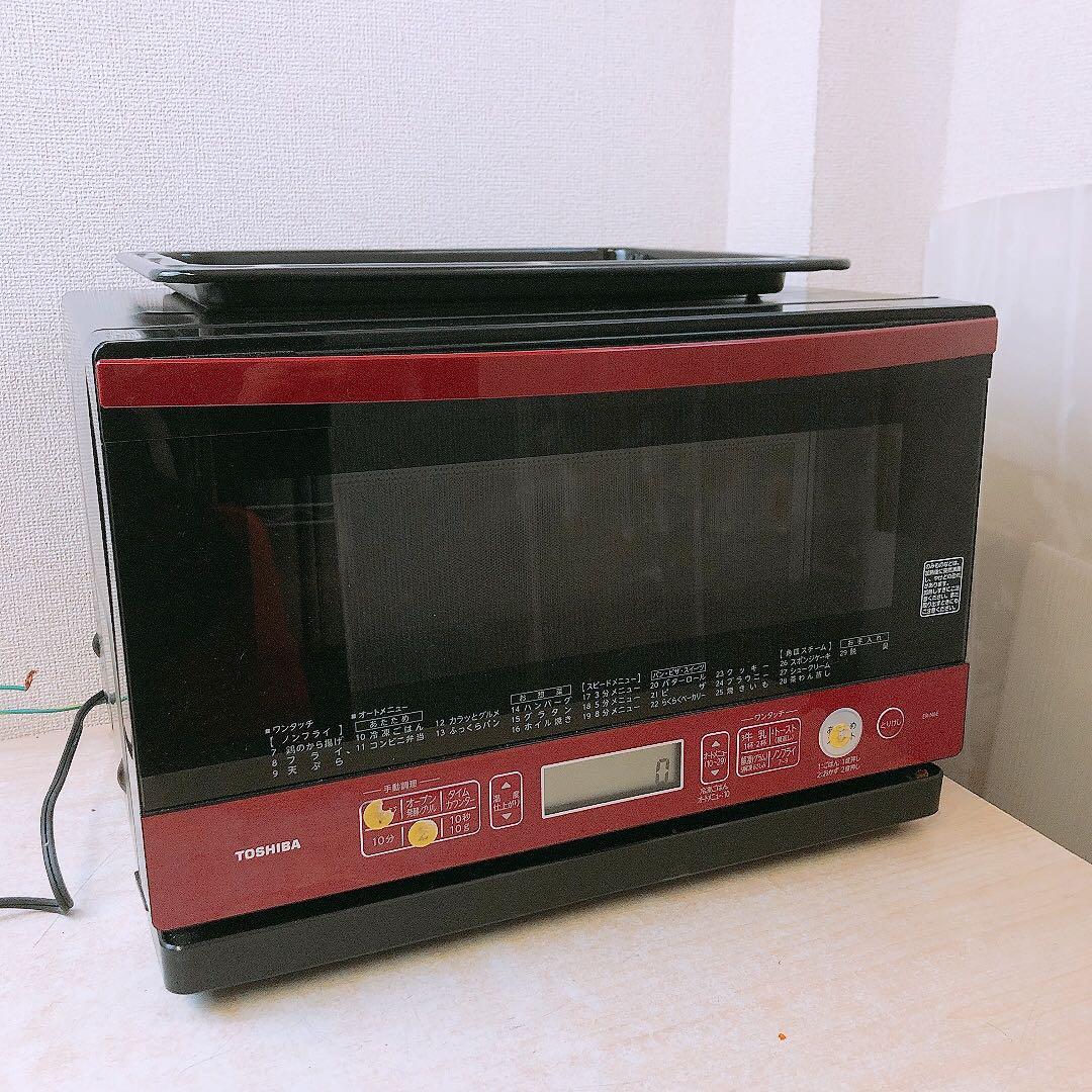 通電OK 東芝 電子レンジ オーブンレンジ TOSHIBA ER-N6E レッド